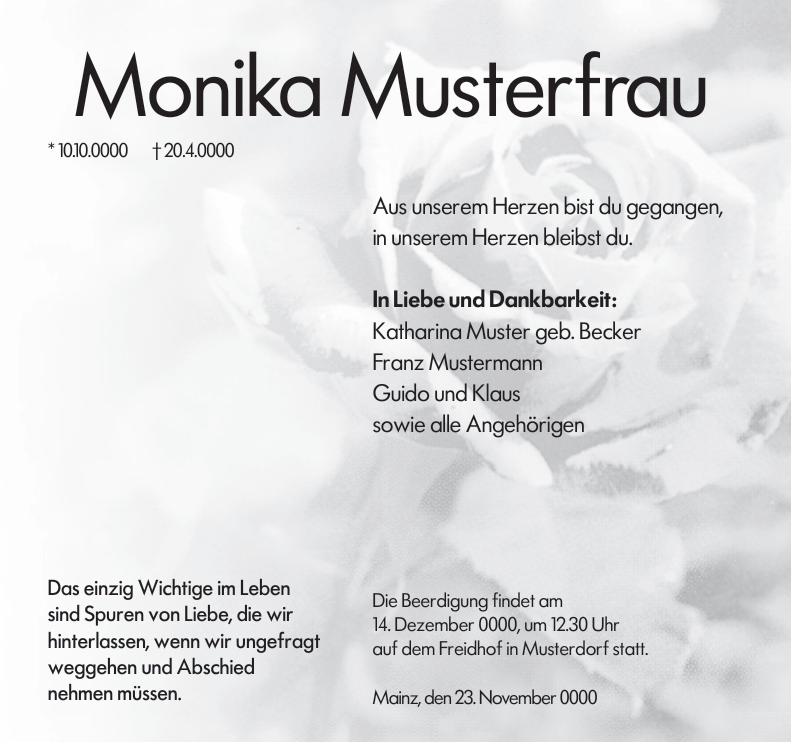 DECHERT Bestattungen Traueranzeige 2